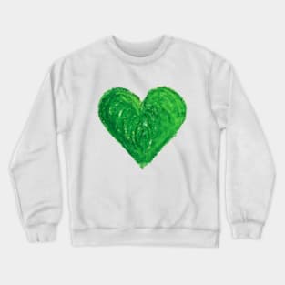 Green Heart Drawn With Oil Pastels On Paper Crewneck Sweatshirt